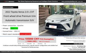2022 Toyota Venza 2.0 L CVT Front wheel drive Premium trim Automatic transmission SUV